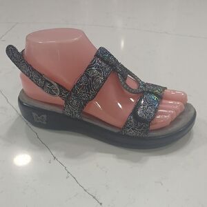 Alegria Black Sandals with Silver Accents Sz36 Might Fit 6-6.5 Pre-owned Leather